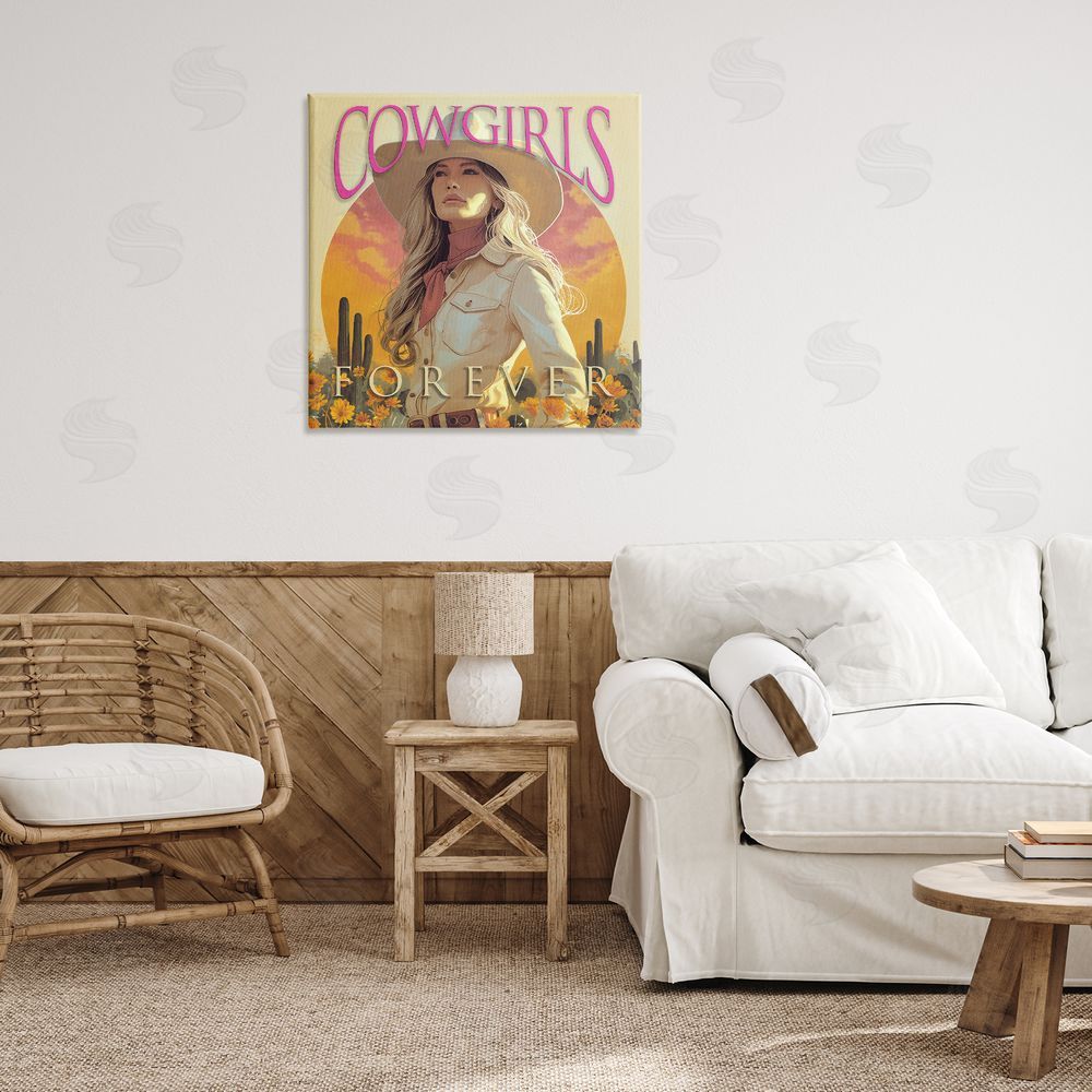 Steve Hunziker Cowgirls Forever Portrait Canvas Wall Art Print in Room