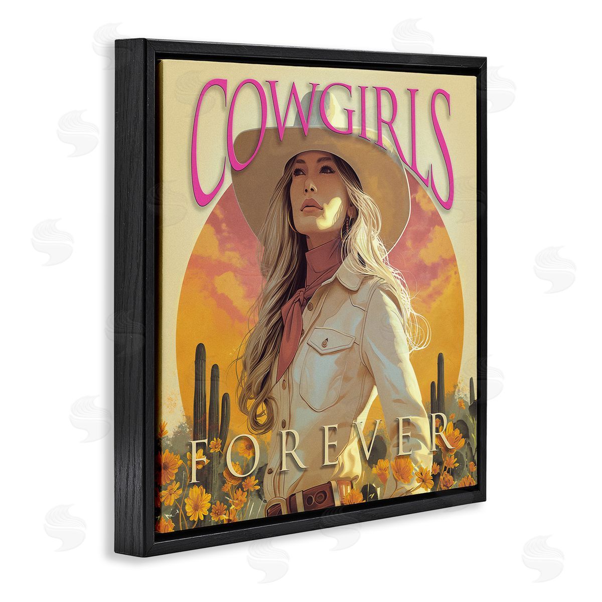 Steve Hunziker Cowgirls Forever Portrait Black Floating Frame Canvas Wall Art Print