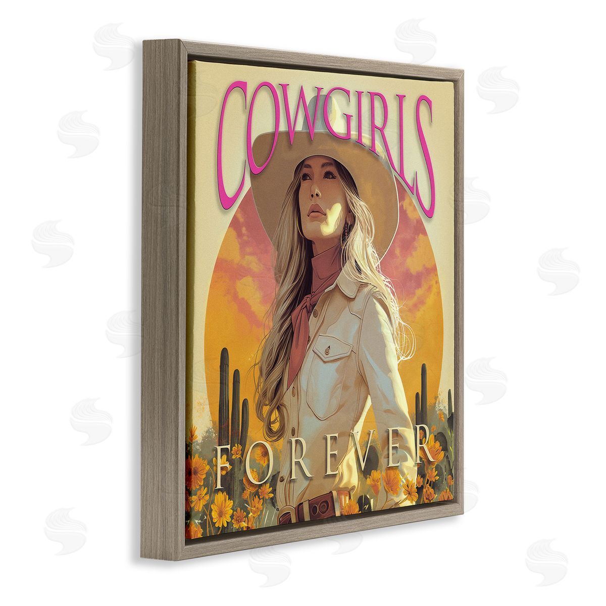 Steve Hunziker Cowgirls Forever Portrait Brown Floating Frame Canvas Wall Art Print