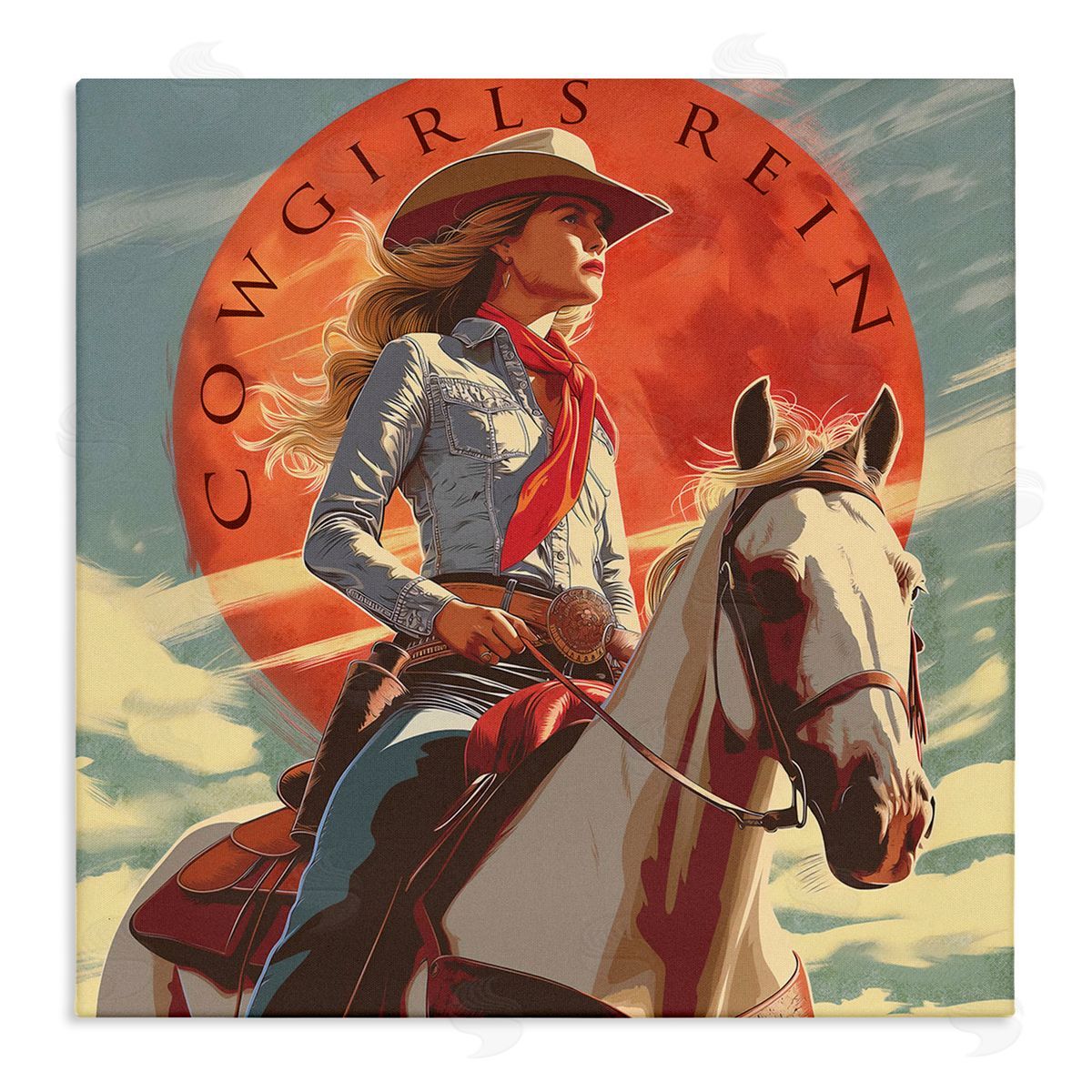 Steve Hunziker Cowgirls Rein Portrait Canvas Wall Art Print