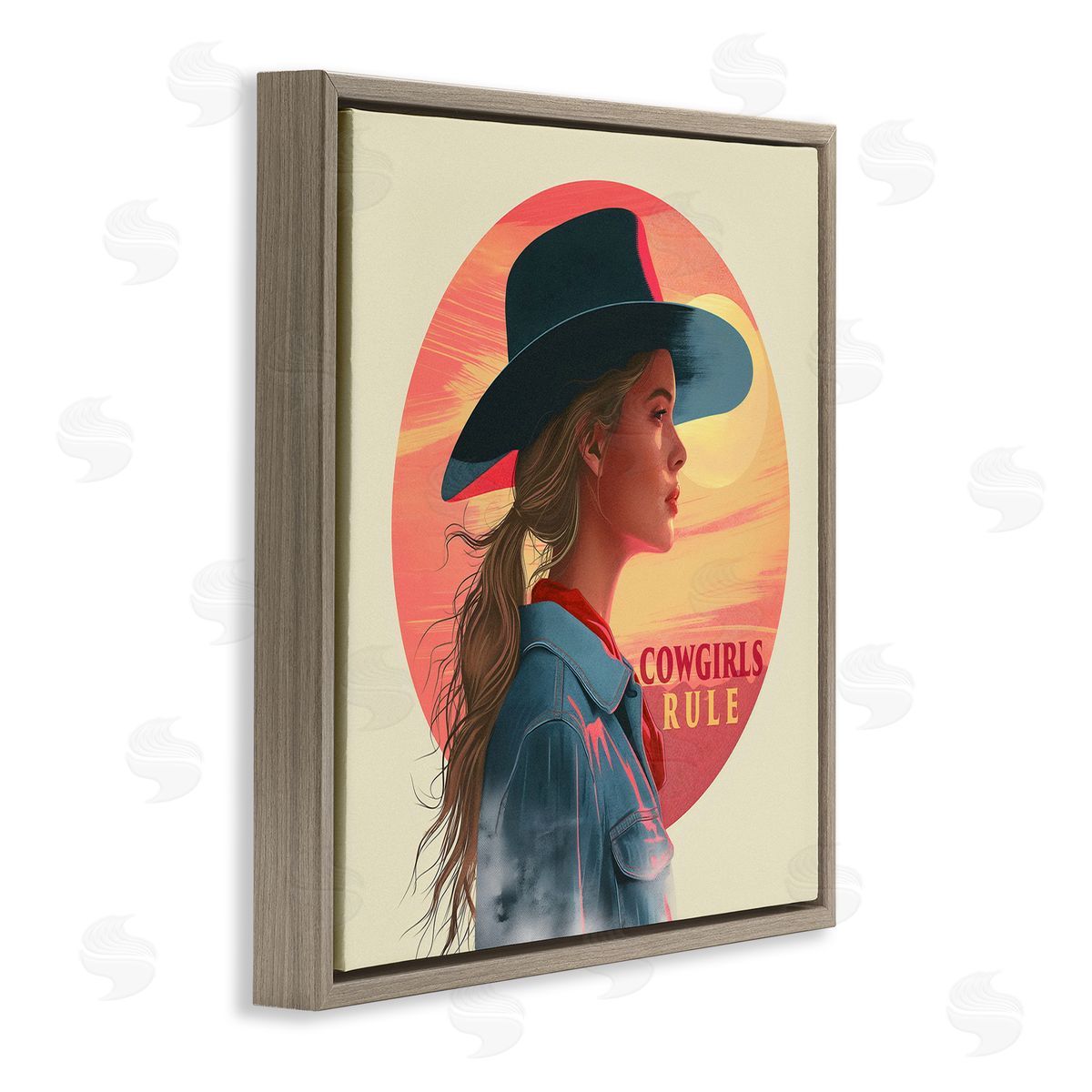 Steve Hunziker Cowgirls Rule Portrait Brown Floating Frame Canvas Wall Art Print