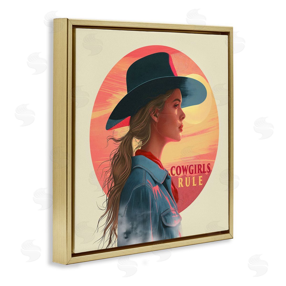 Steve Hunziker Cowgirls Rule Portrait Gold Floating Frame Canvas Wall Art Print