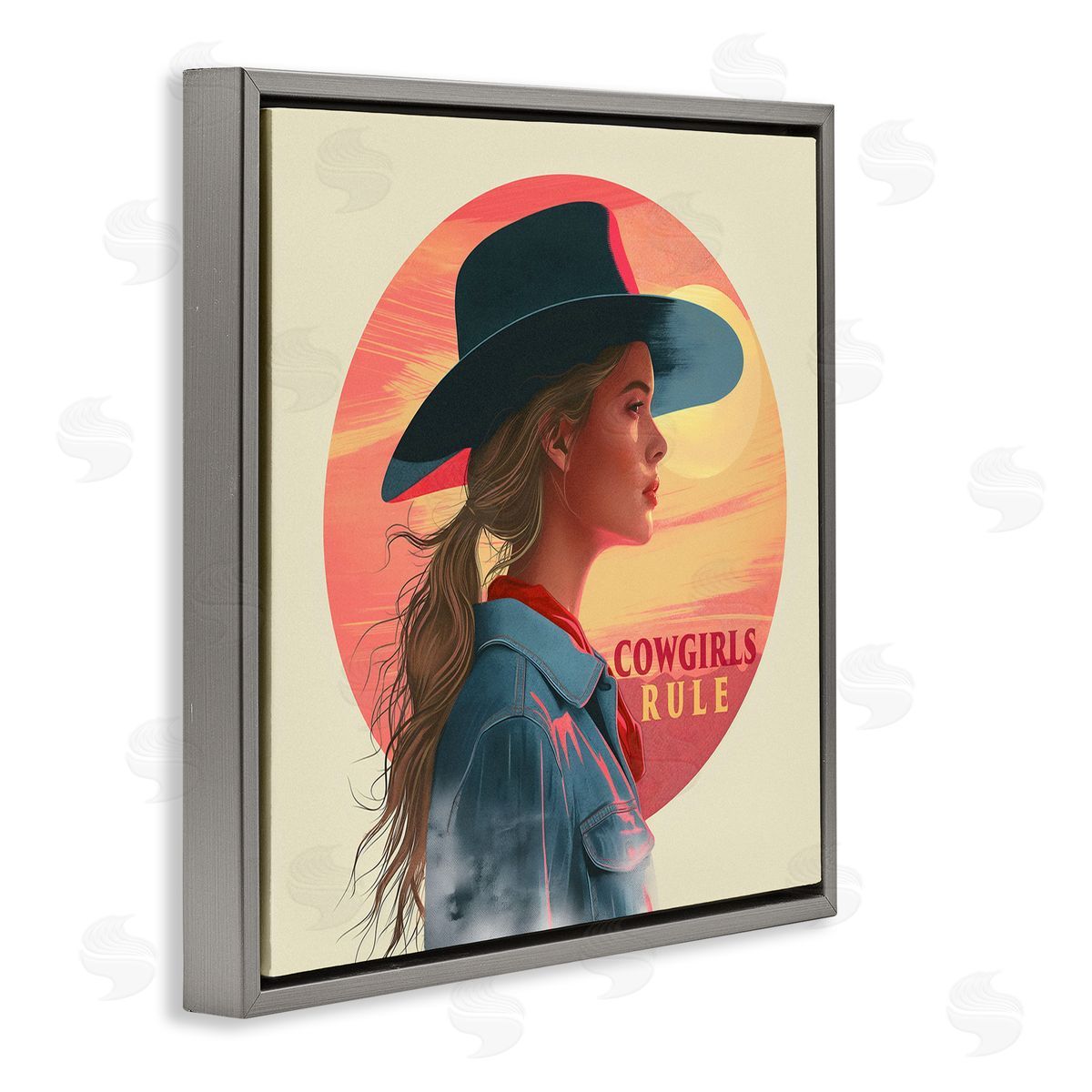Steve Hunziker Cowgirls Rule Portrait Gray Floating Frame Canvas Wall Art Print