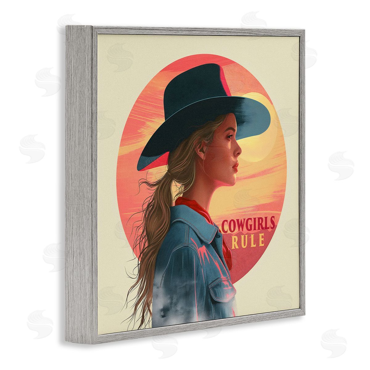 Steve Hunziker Cowgirls Rule Portrait Gray Framed Giclee Wall Art Print