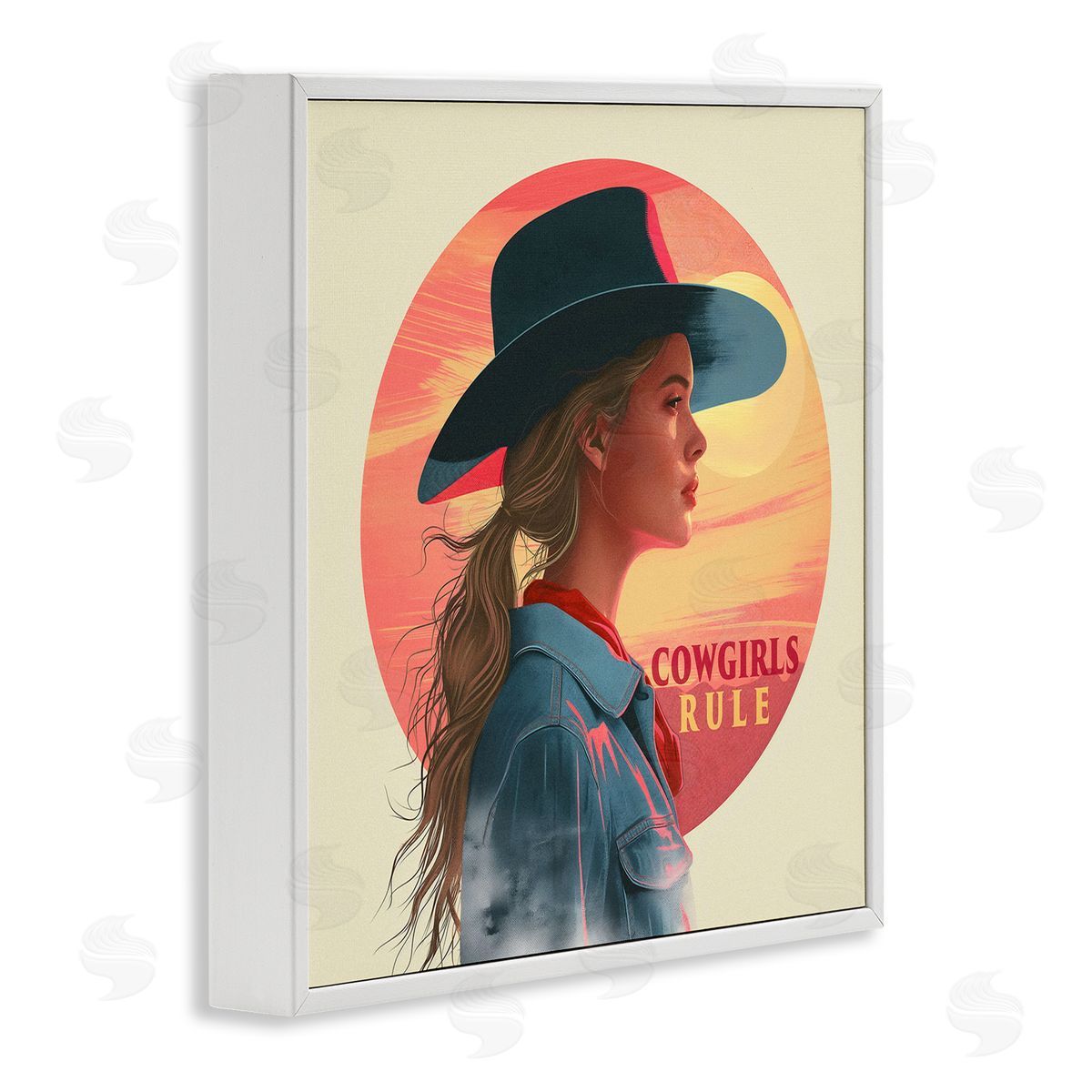 Steve Hunziker Cowgirls Rule Portrait White Framed Giclee Wall Art Print