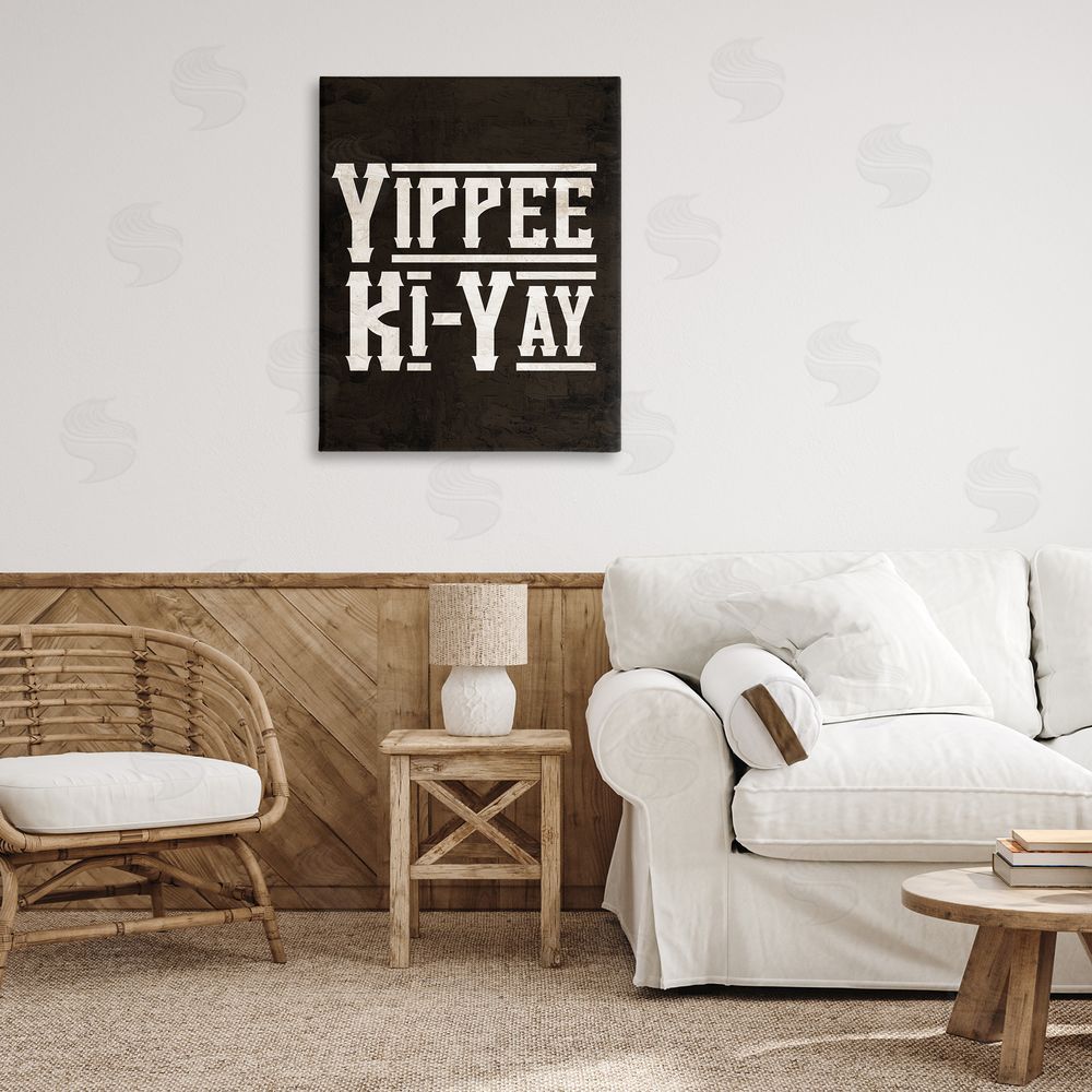 Kim Allen Yippie Ki-Yay Saying Canvas Wall Art Print in Room