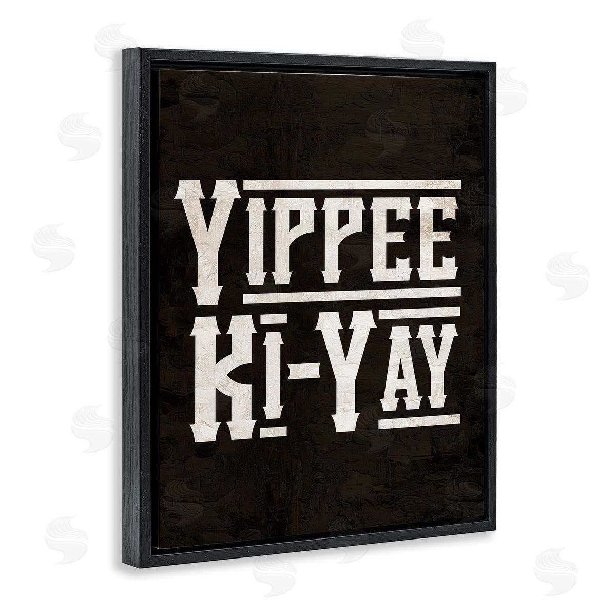 Kim Allen Yippie Ki-Yay Saying Black Floating Frame Canvas Wall Art Print