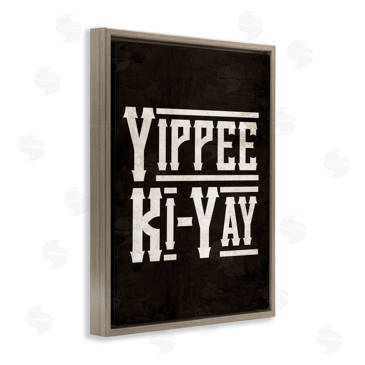 Kim Allen Yippie Ki-Yay Saying Brown Floating Frame Canvas Wall Art Print