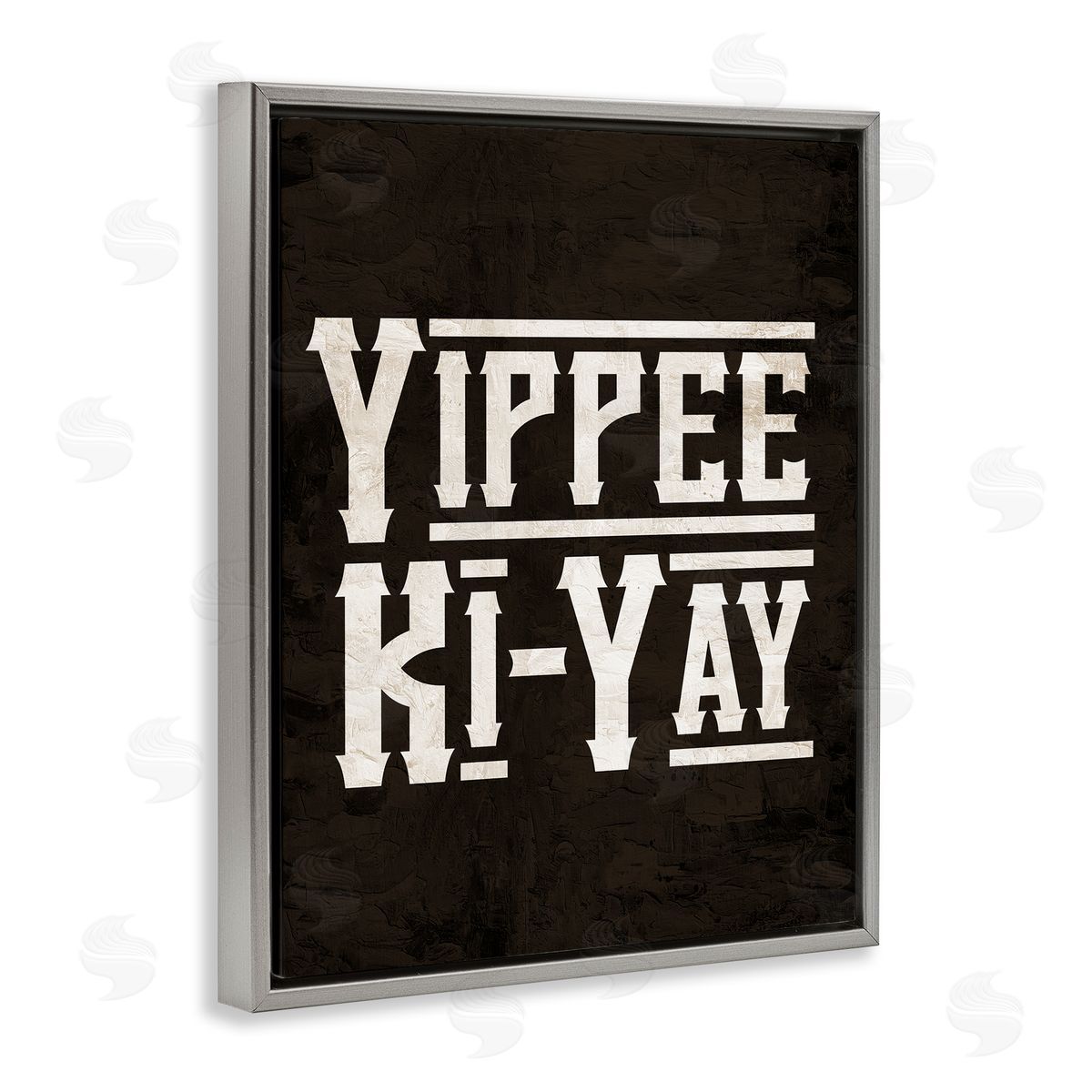 Kim Allen Yippie Ki-Yay Saying Gray Floating Frame Canvas Wall Art Print