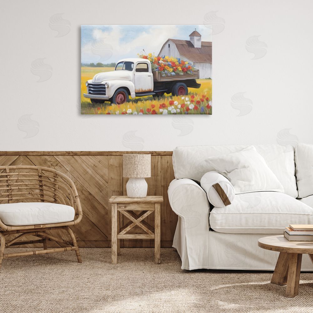 Kim Allen Floral Truck Delivery Canvas Wall Art Print in Room