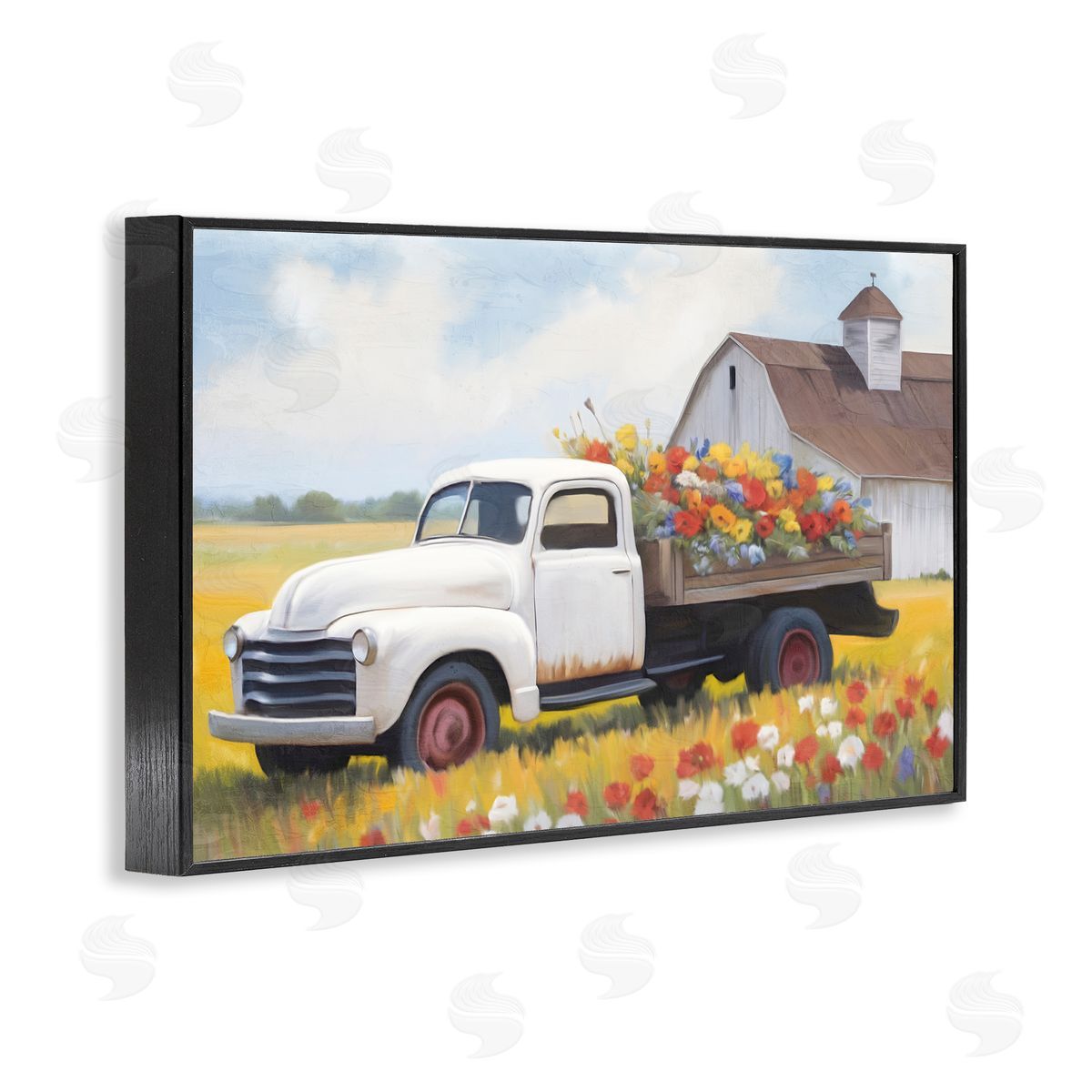 Kim Allen Floral Truck Delivery Black Framed Giclee Wall Art Print