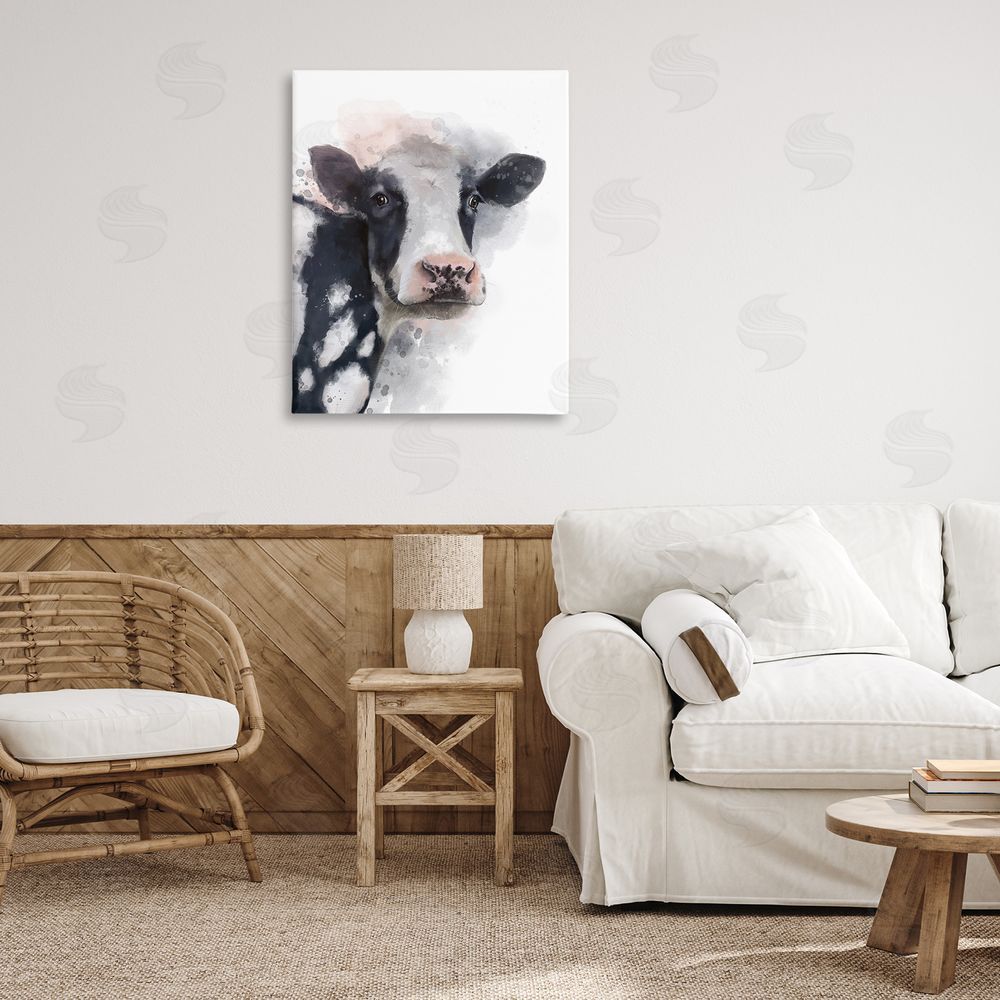 Matthew Piotrowicz Black & White Calf Canvas Wall Art Print in Room
