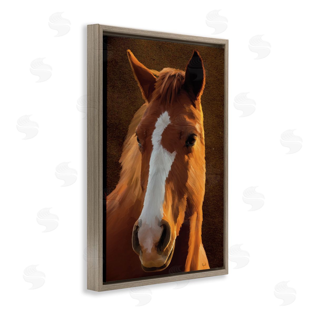 Renel Peters Bella Brown Horse Face Brown Floating Frame Canvas Wall Art Print