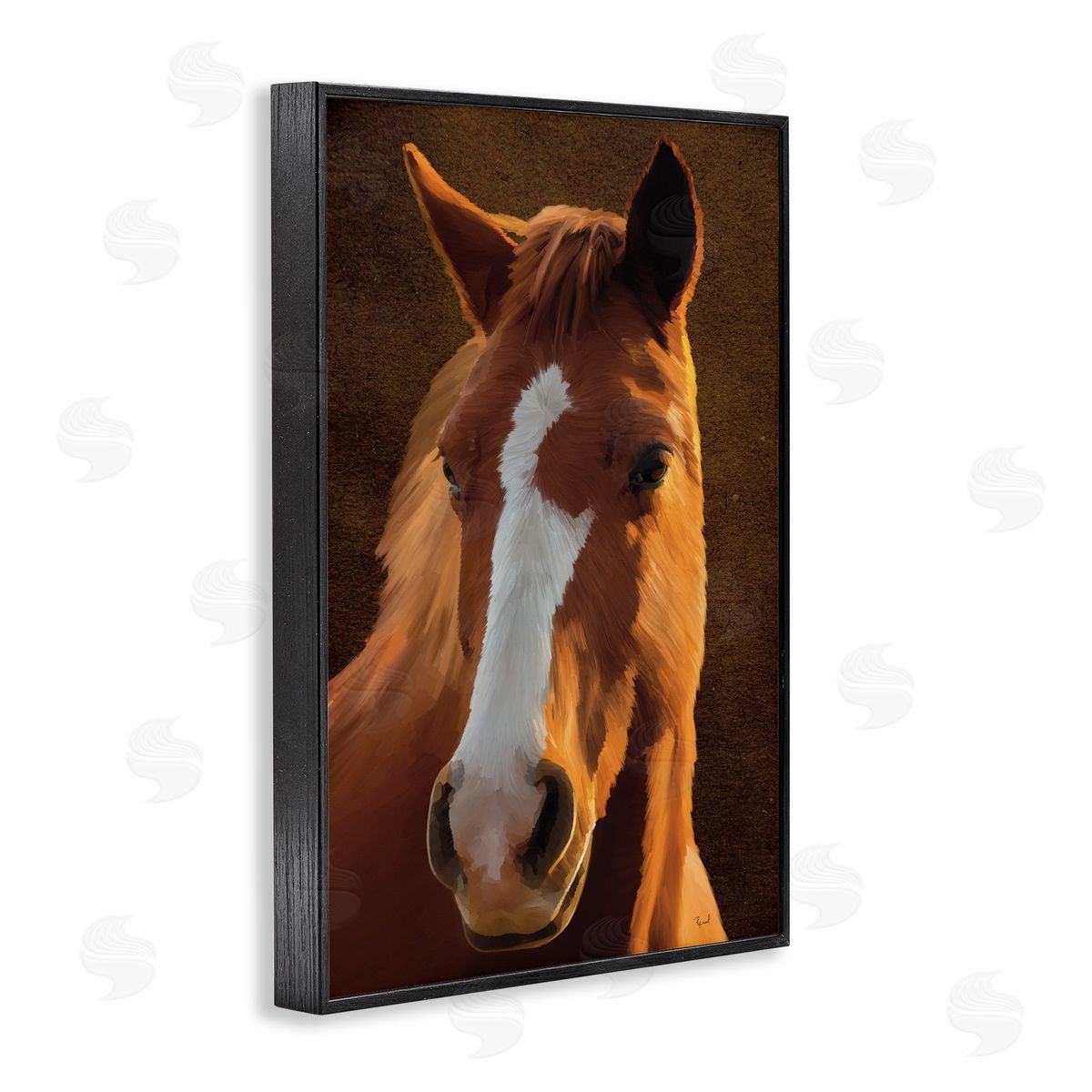 Renel Peters Bella Brown Horse Face Black Framed Giclee Wall Art Print