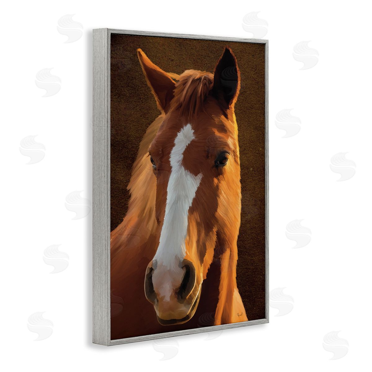 Renel Peters Bella Brown Horse Face Gray Framed Giclee Wall Art Print