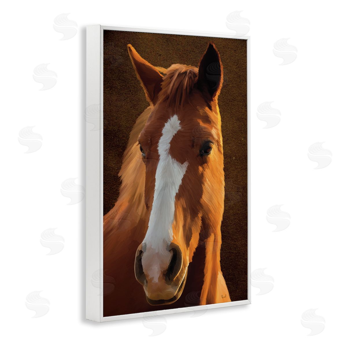 Renel Peters Bella Brown Horse Face White Framed Giclee Wall Art Print