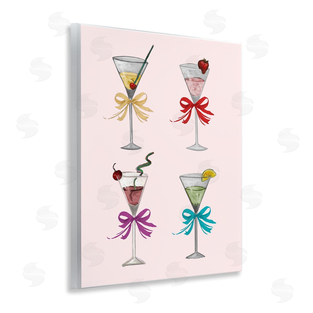 Patricia Pinto Cute Ribbon Cocktails Wooden Wall Plaque Art Print