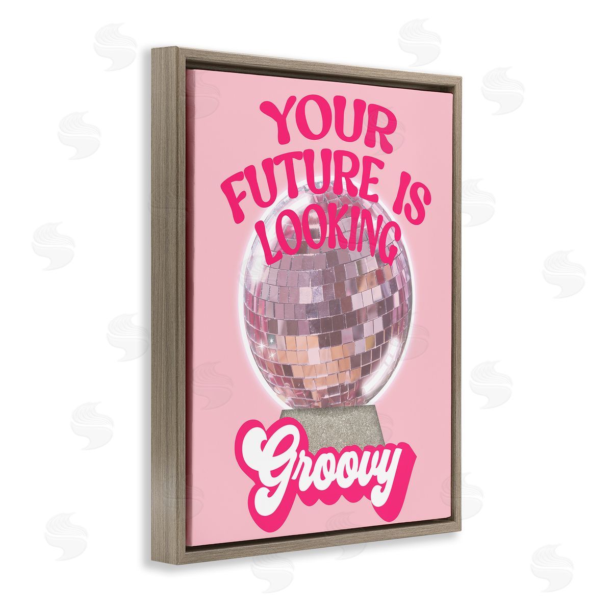 Anna Quach Future Looking Groovy Disco Brown Floating Frame Canvas Wall Art Print