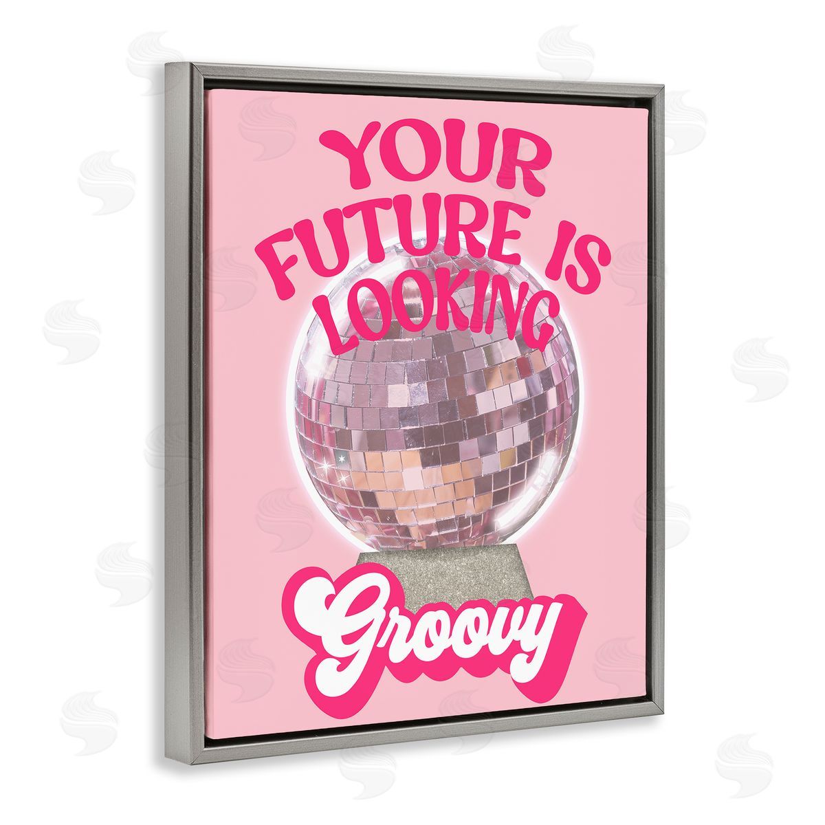 Anna Quach Future Looking Groovy Disco Gray Floating Frame Canvas Wall Art Print