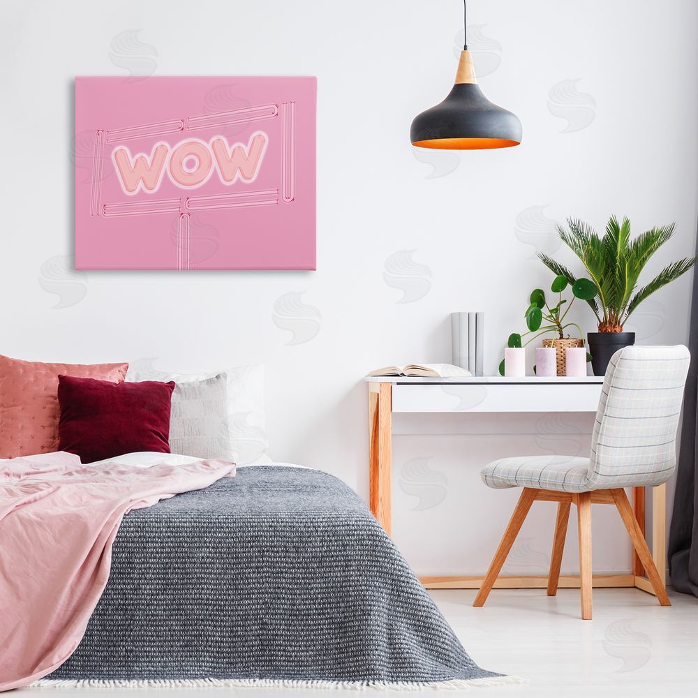 SunDance Group LLC Wow Neon Lights Style Canvas Wall Art Print in Room