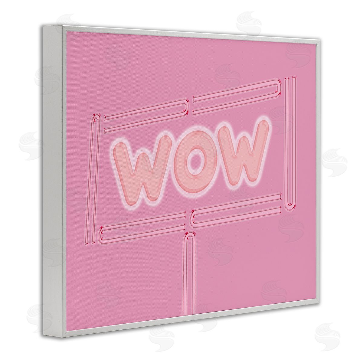 SunDance Group LLC Wow Neon Lights Style White Framed Giclee Wall Art Print
