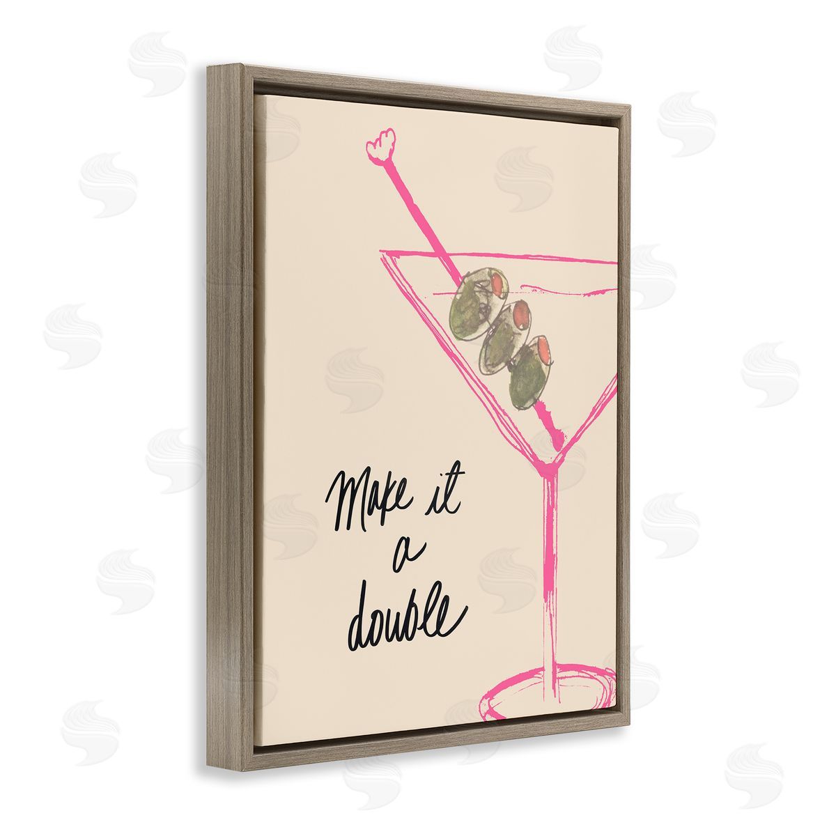 Kate Quattro Make It Double Martini Brown Floating Frame Canvas Wall Art Print
