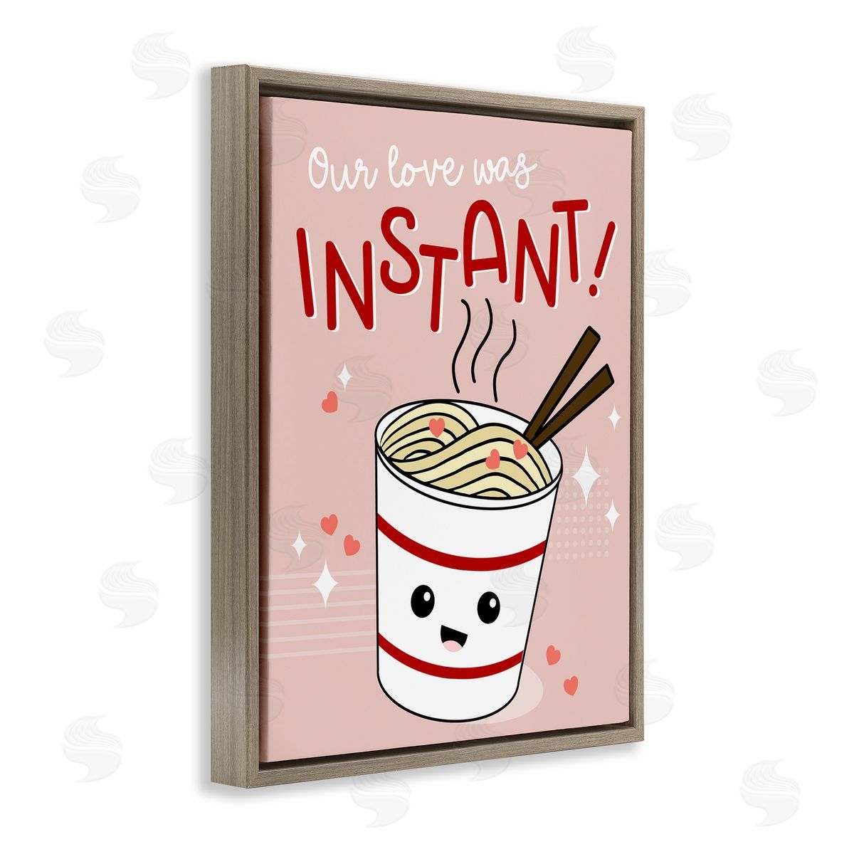 Anna Quach Love Was Instant Noodles Brown Floating Frame Canvas Wall Art Print