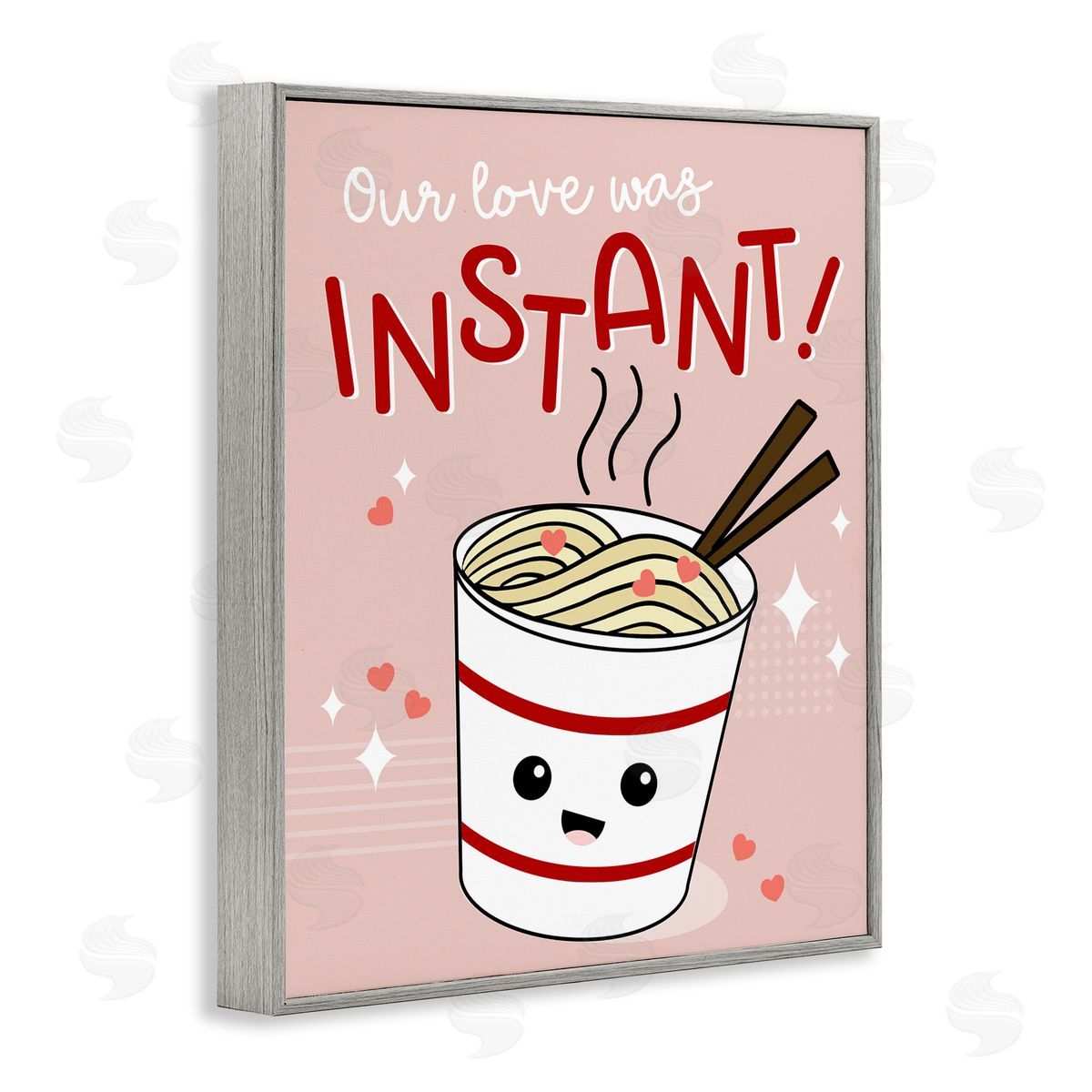 Anna Quach Love Was Instant Noodles Gray Framed Giclee Wall Art Print