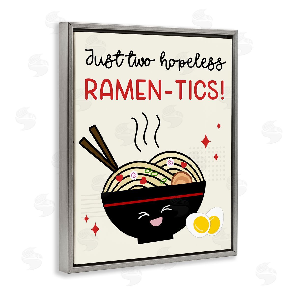 Anna Quach Two Hopeless Ramen-tics Gray Floating Frame Canvas Wall Art Print