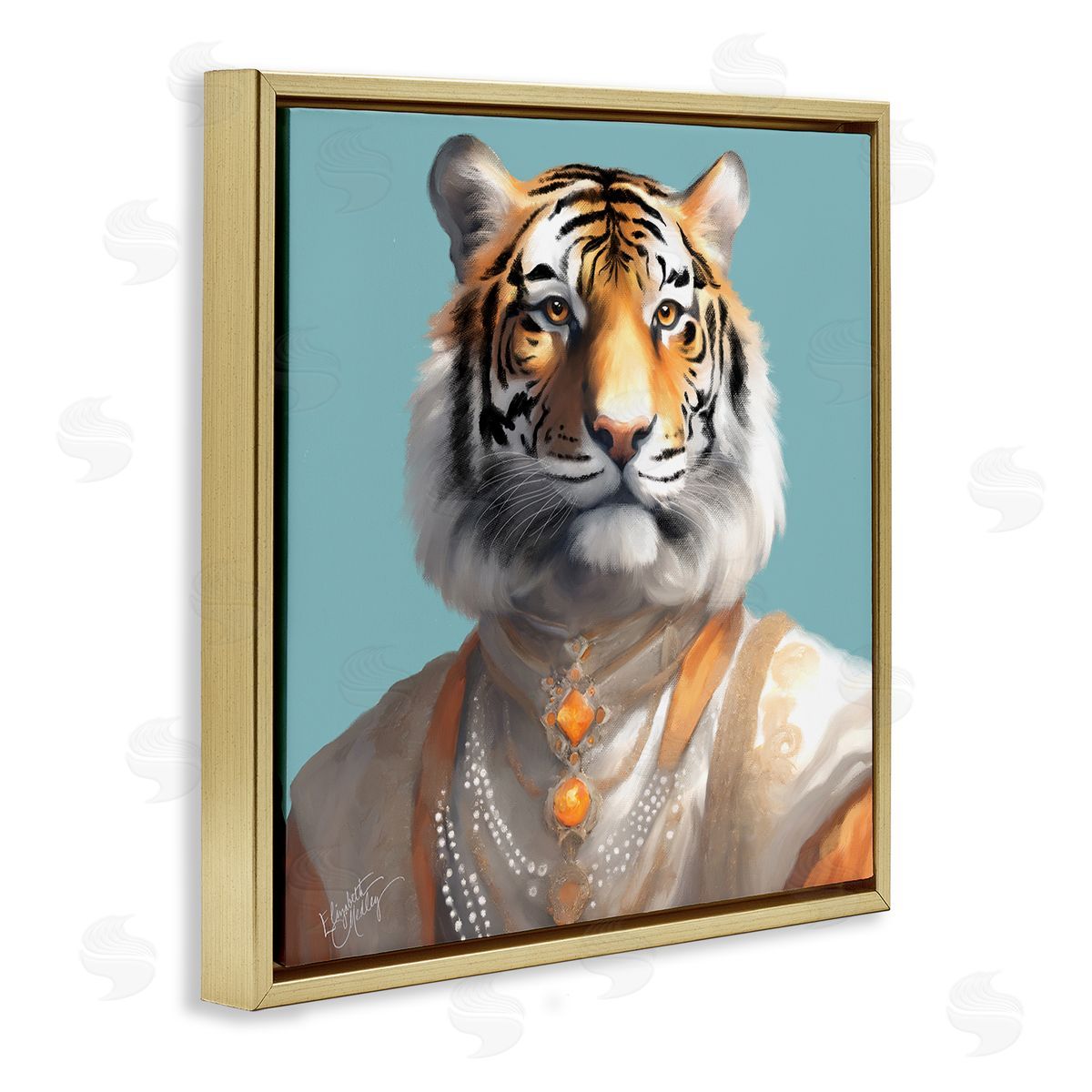 Elizabeth Medley Sir Prince Tiger Gold Floating Frame Canvas Wall Art Print
