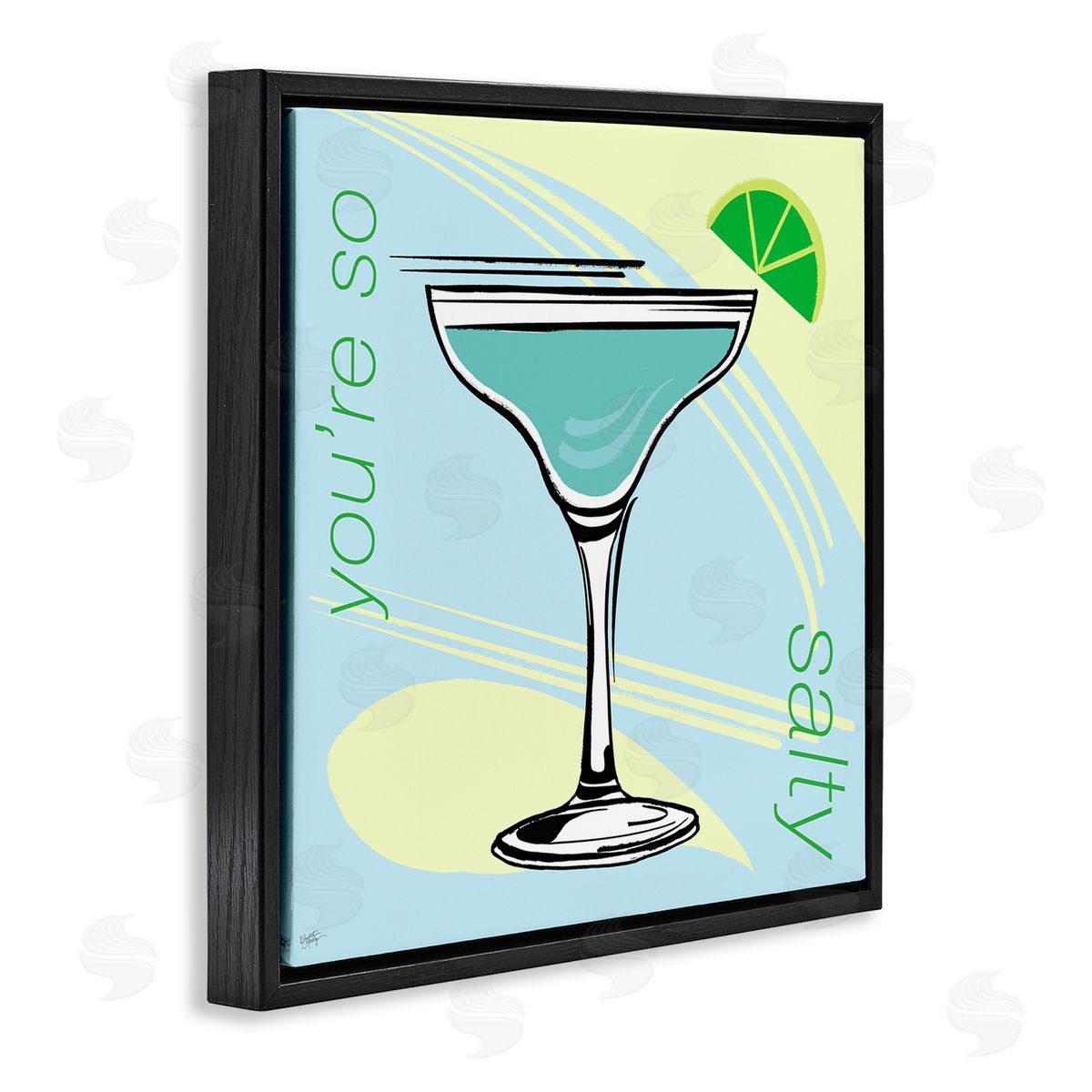 Elizabeth Medley You're So Salty Cocktail Black Floating Frame Canvas Wall Art Print