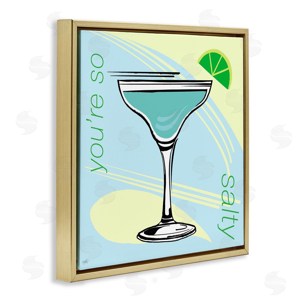 Elizabeth Medley You're So Salty Cocktail Gold Floating Frame Canvas Wall Art Print