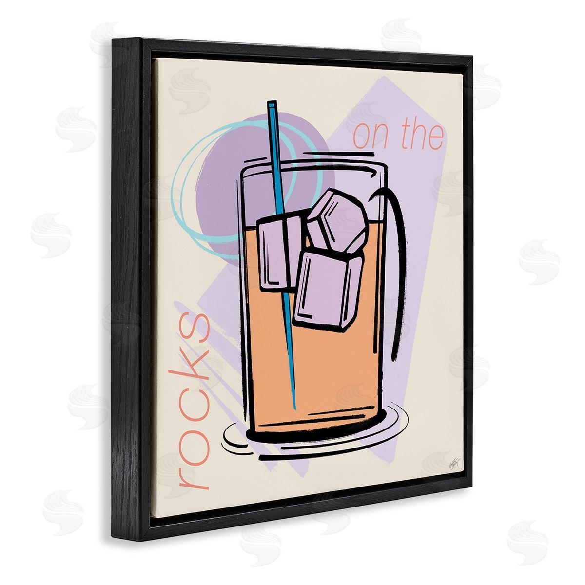 Elizabeth Medley On The Rocks Drink Black Floating Frame Canvas Wall Art Print