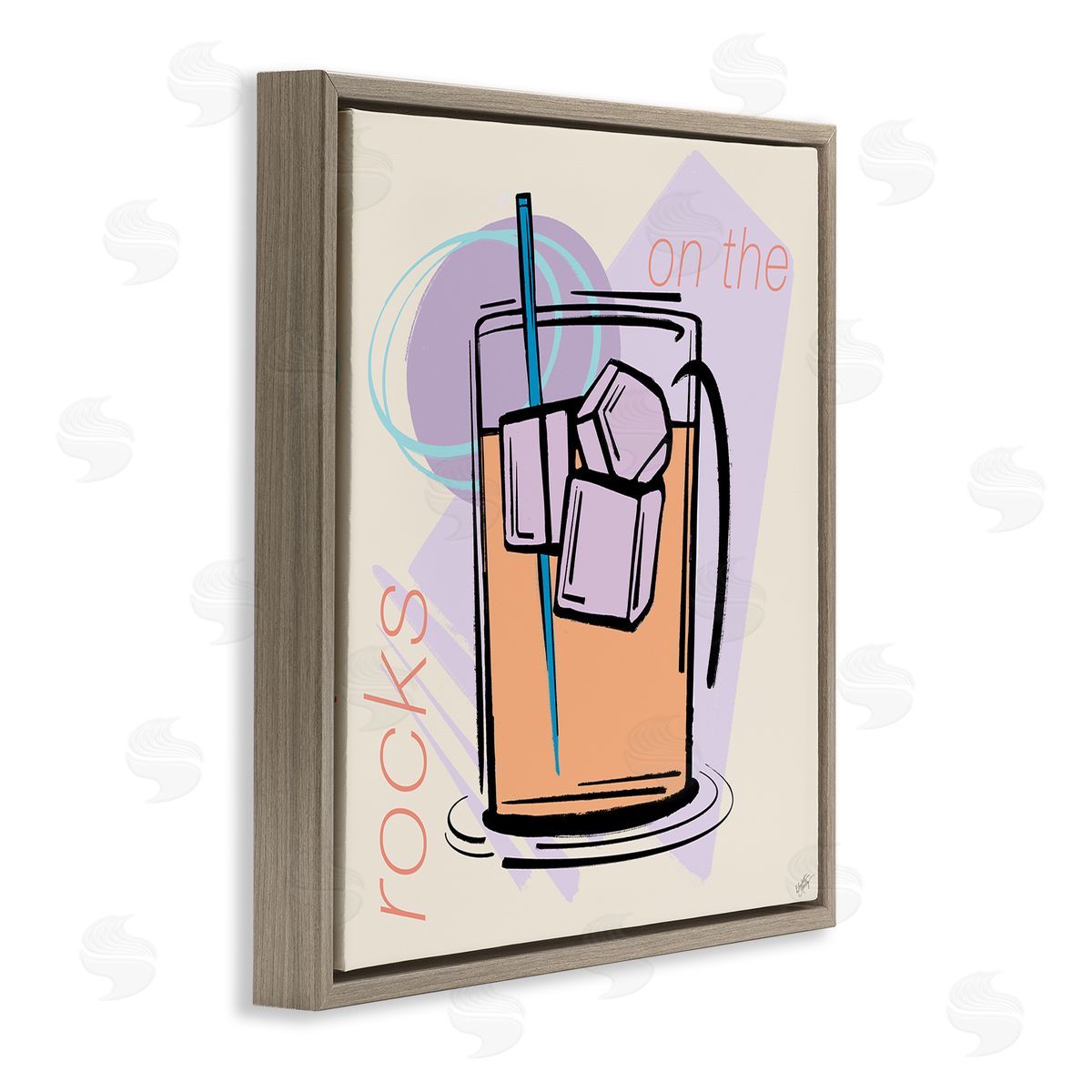 Elizabeth Medley On The Rocks Drink Brown Floating Frame Canvas Wall Art Print