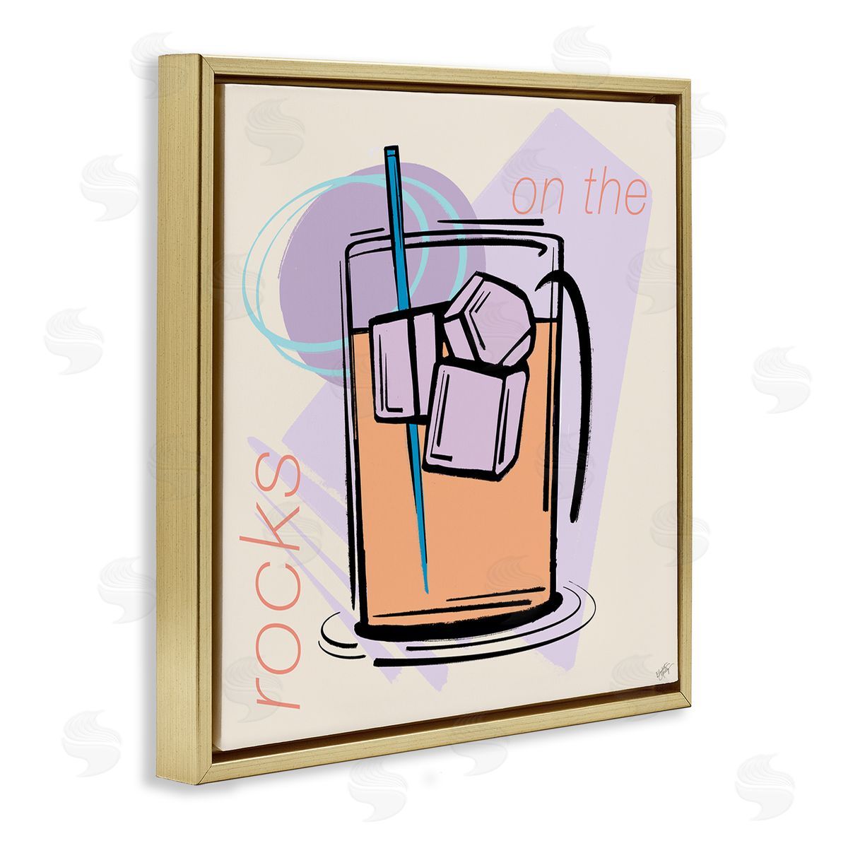Elizabeth Medley On The Rocks Drink Gold Floating Frame Canvas Wall Art Print