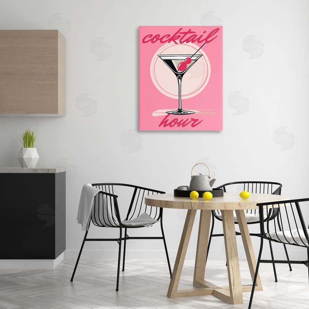 Elizabeth Medley Cocktail Hour on Pink Canvas Wall Art Print in Room