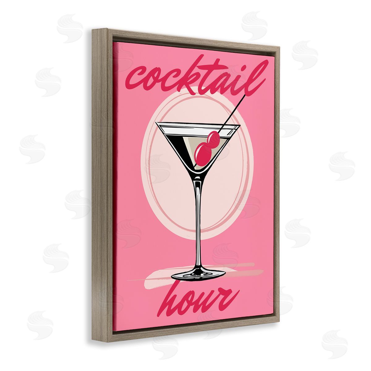 Elizabeth Medley Cocktail Hour on Pink Brown Floating Frame Canvas Wall Art Print