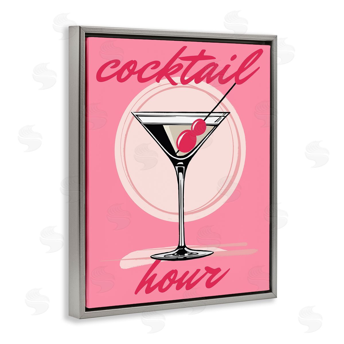 Elizabeth Medley Cocktail Hour on Pink Gray Floating Frame Canvas Wall Art Print