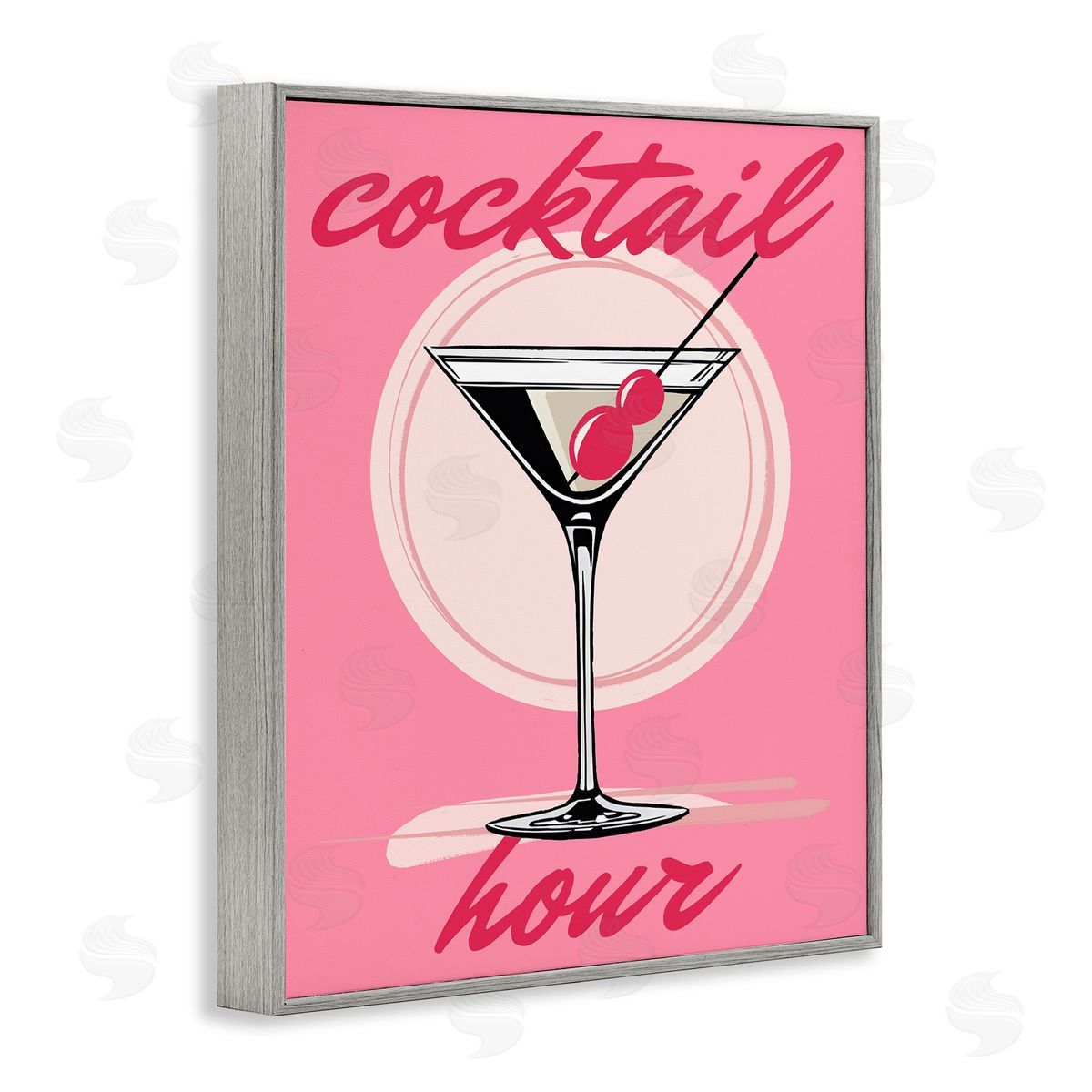 Elizabeth Medley Cocktail Hour on Pink Gray Framed Giclee Wall Art Print