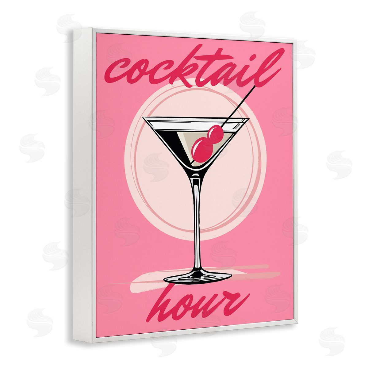 Elizabeth Medley Cocktail Hour on Pink White Framed Giclee Wall Art Print