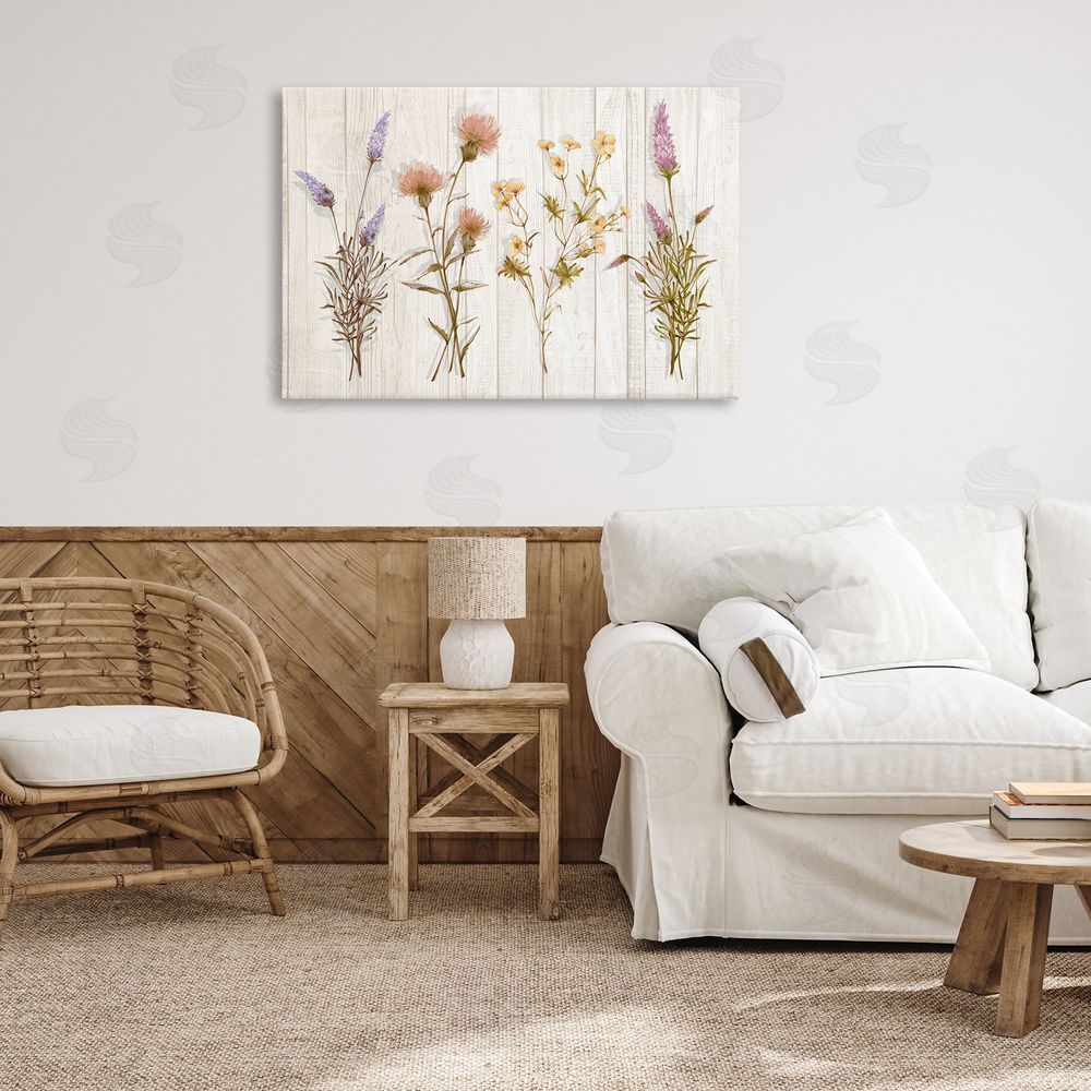 Alex Black Wild Flower Sprigs Canvas Wall Art Print in Room