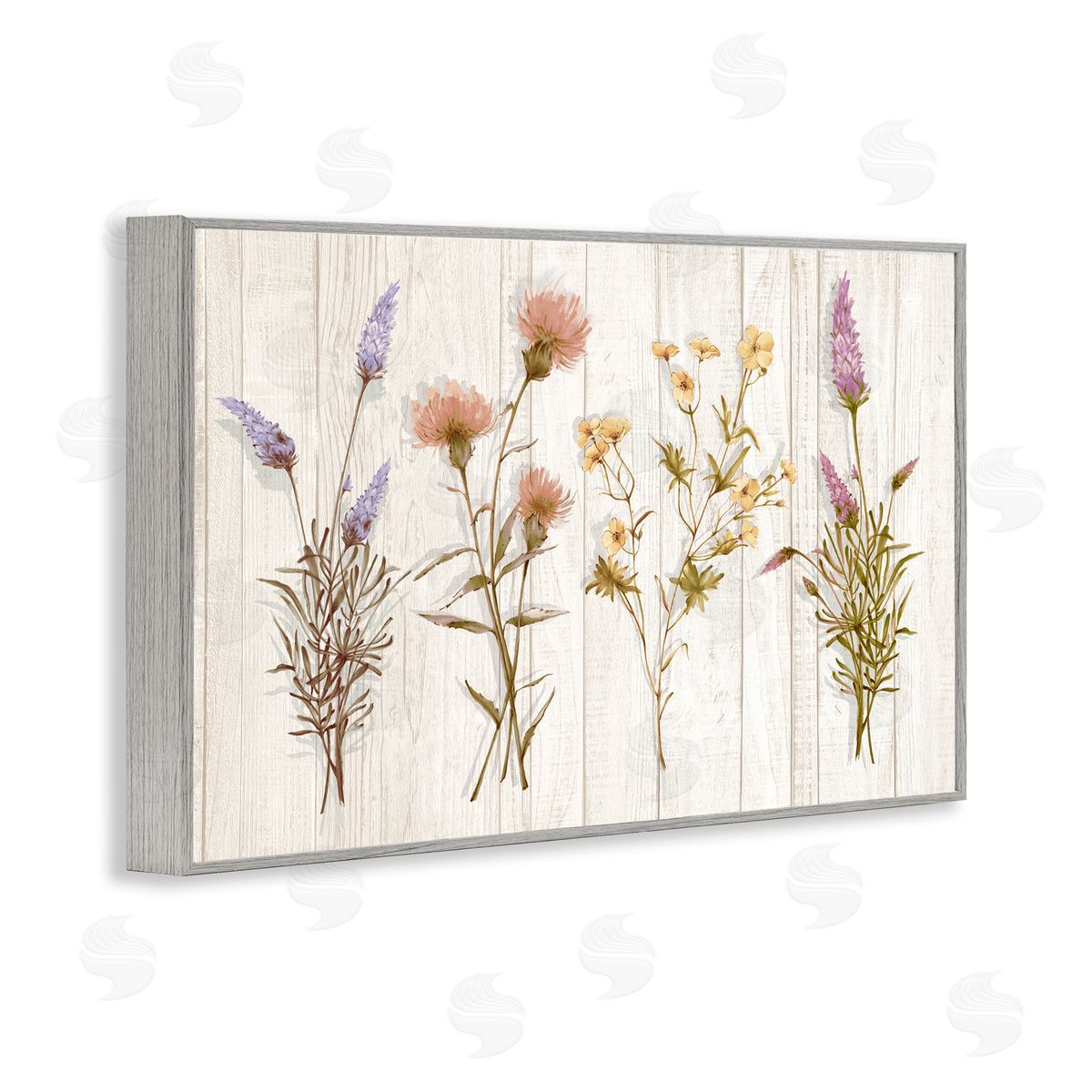 Alex Black Wild Flower Sprigs Gray Framed Giclee Wall Art Print