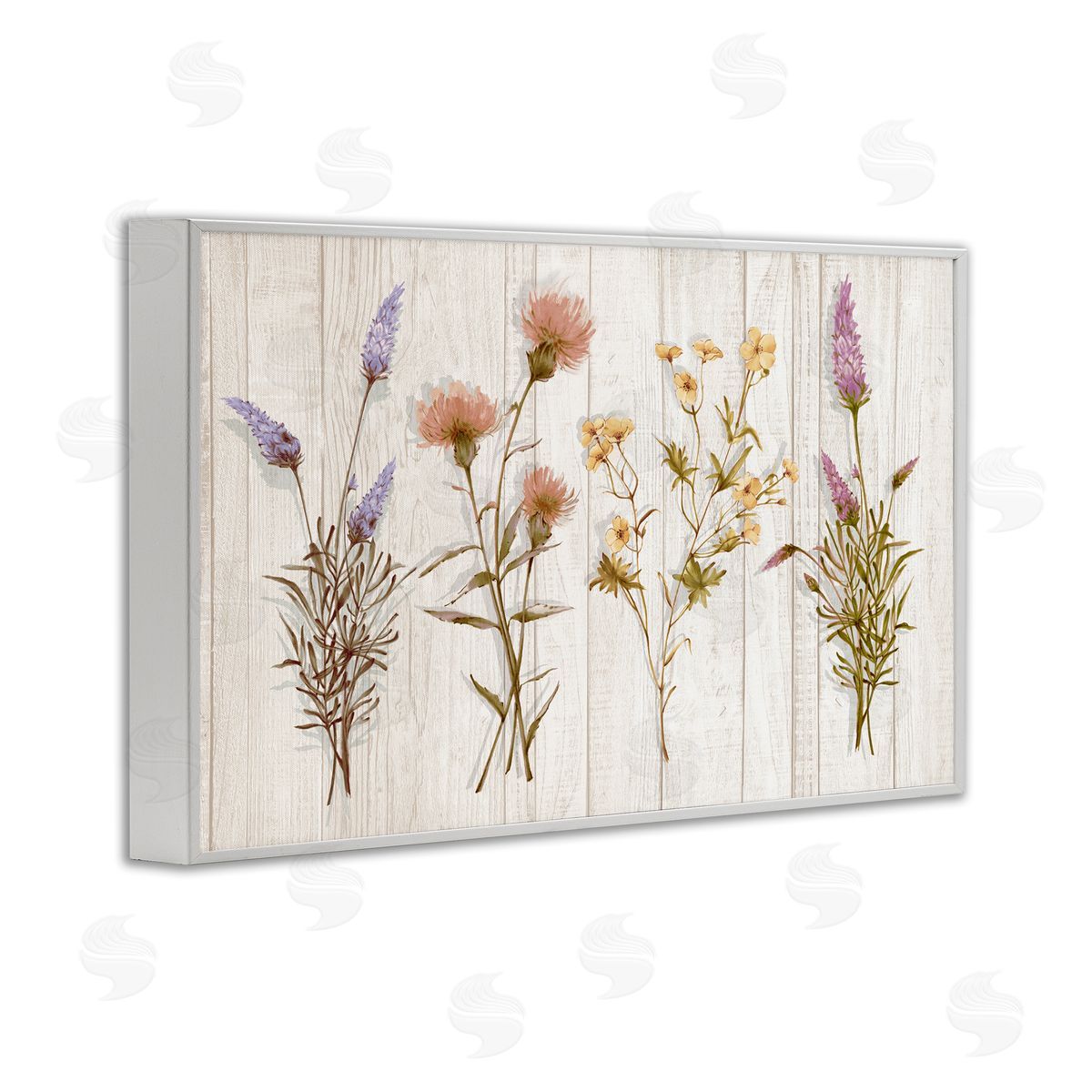 Alex Black Wild Flower Sprigs White Framed Giclee Wall Art Print