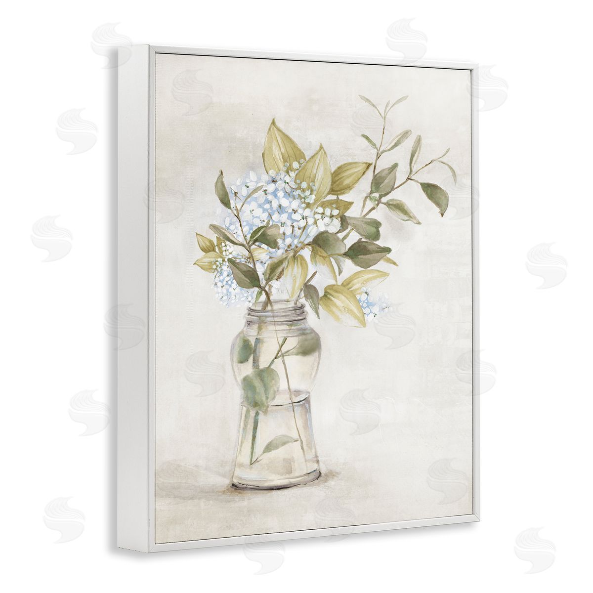 Alex Black Soft Cottage Blooms Vase White Framed Giclee Wall Art Print