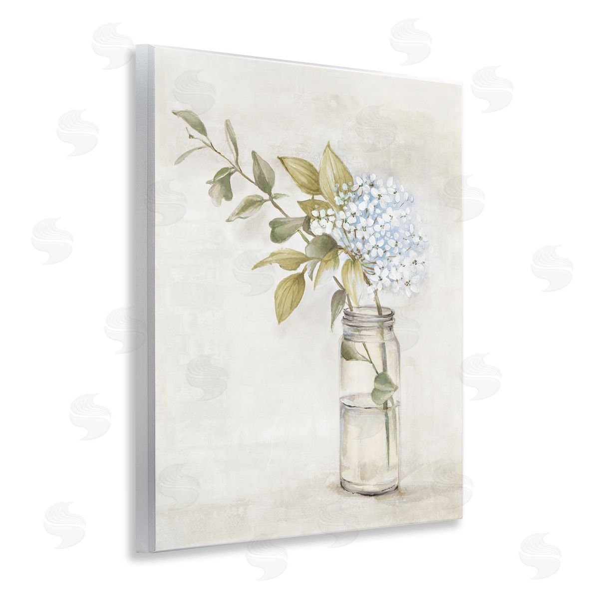 Alex Black Cottage Blooms in Jar Wooden Wall Plaque Art Print