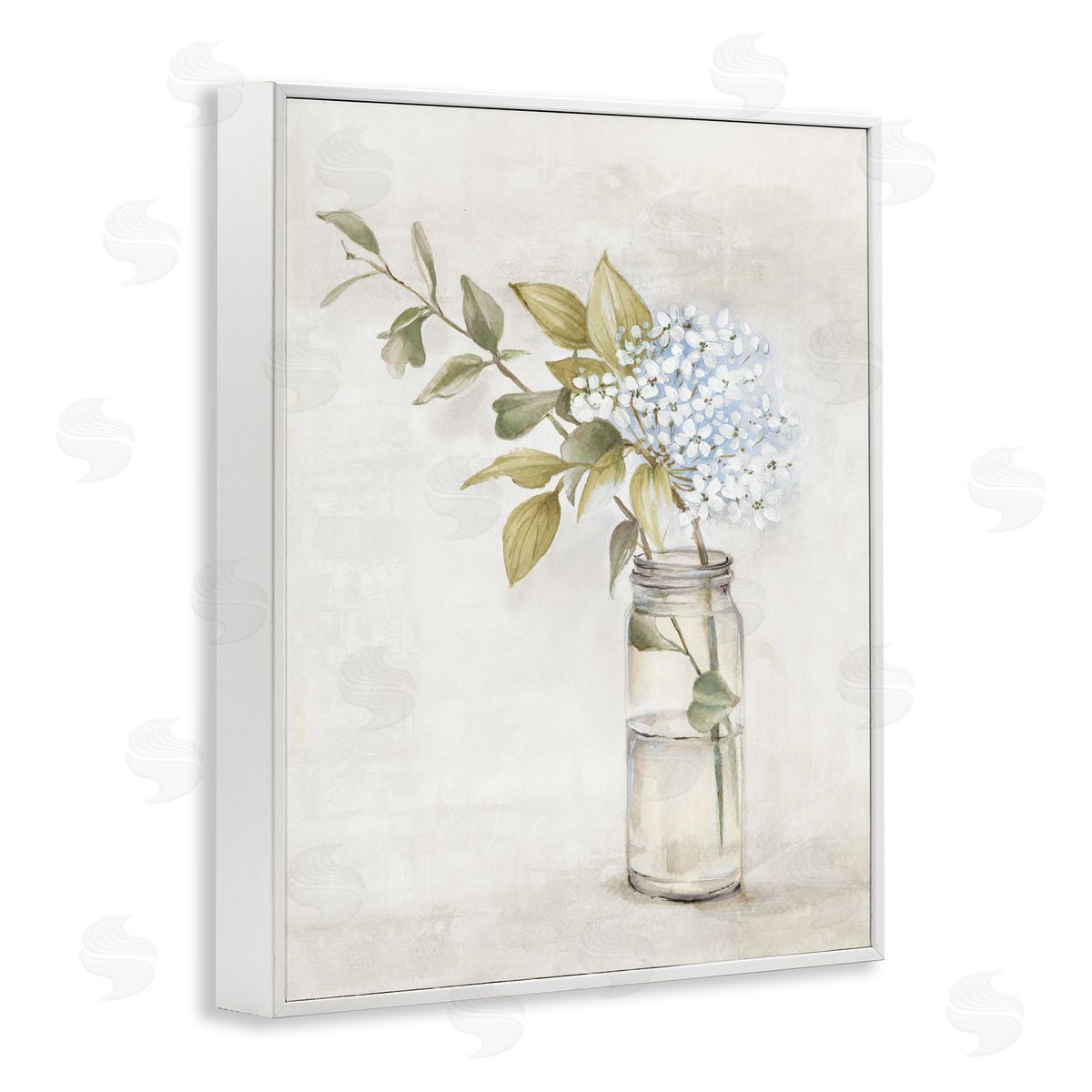 Alex Black Cottage Blooms in Jar White Framed Giclee Wall Art Print