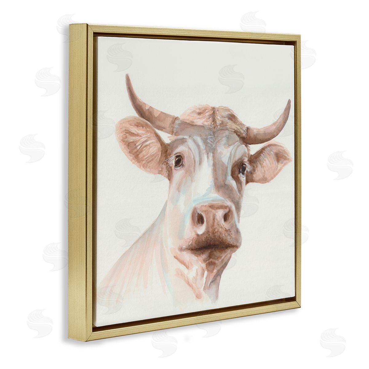 Errico & Slyp Cream Beige Cow Gold Floating Frame Canvas Wall Art Print