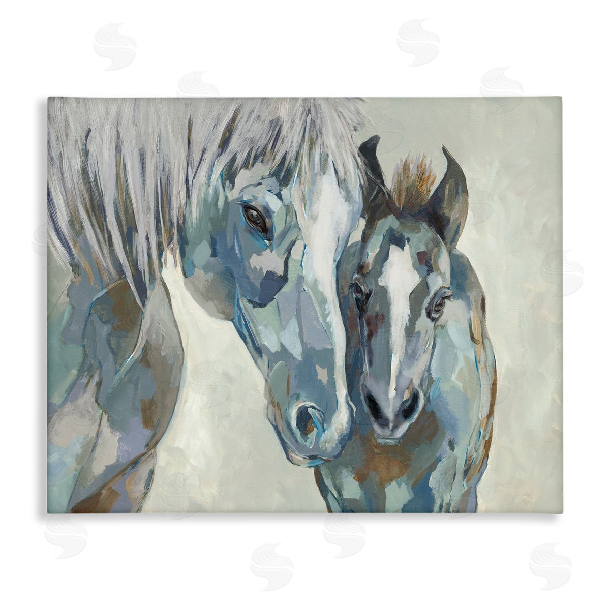 Jacob Q Grey Horse & Foal Canvas Wall Art Print