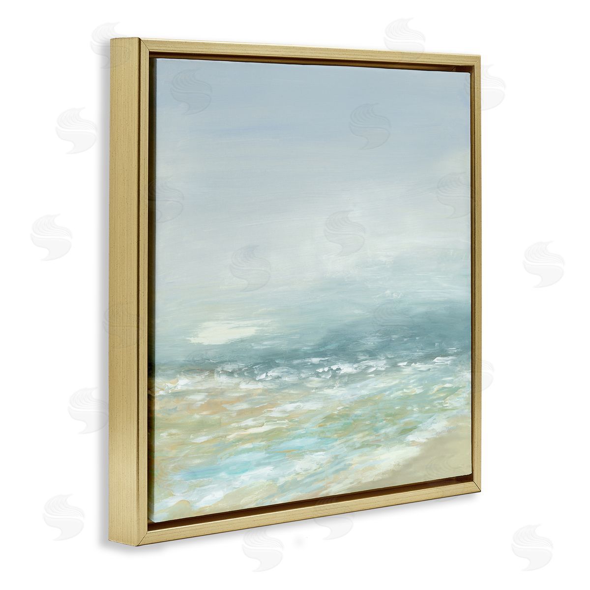 Jacob Q Energetic Beach Expression Gold Floating Frame Canvas Wall Art Print