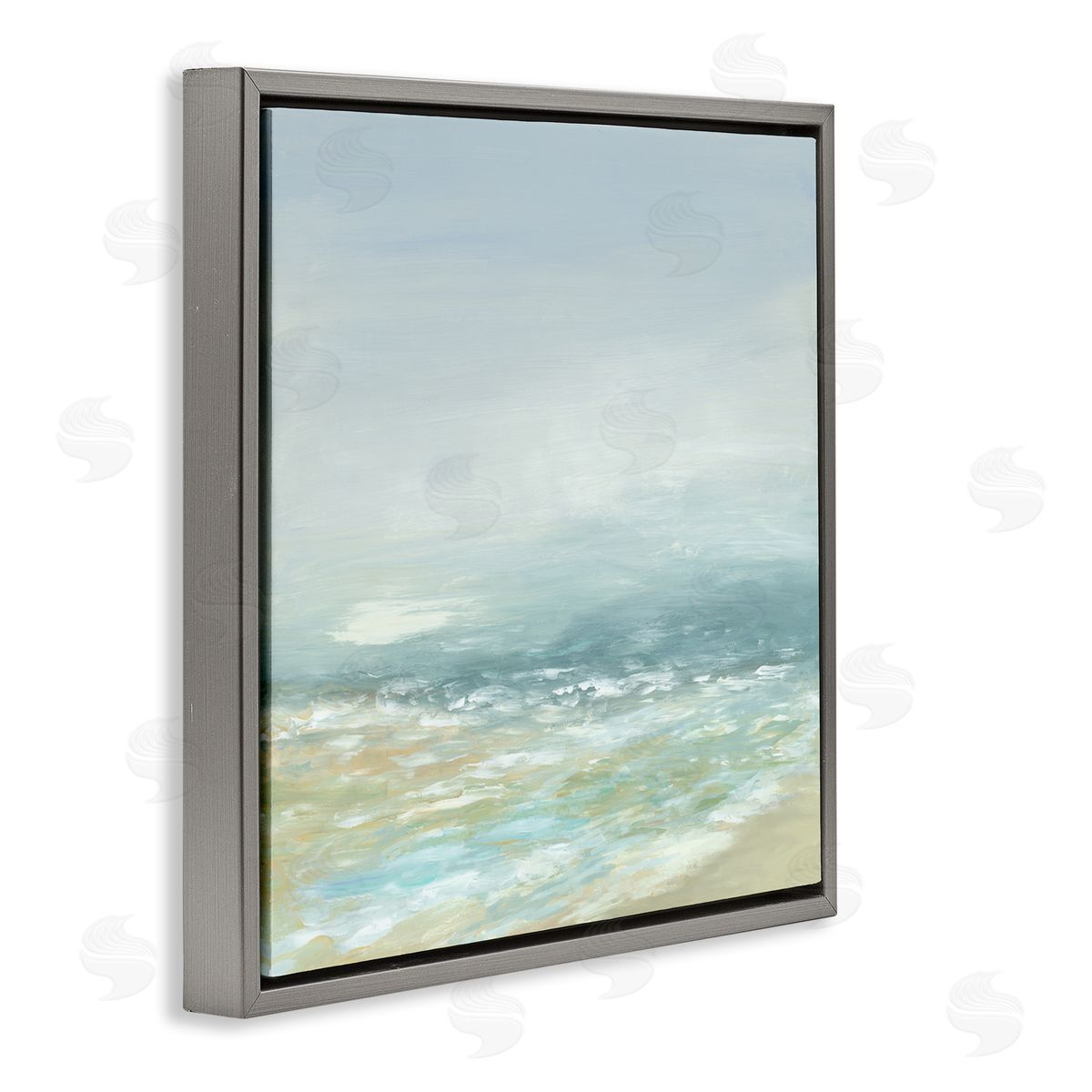 Jacob Q Energetic Beach Expression Gray Floating Frame Canvas Wall Art Print